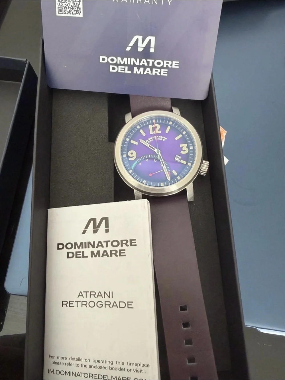 Men's Purple Leather Strap Watch